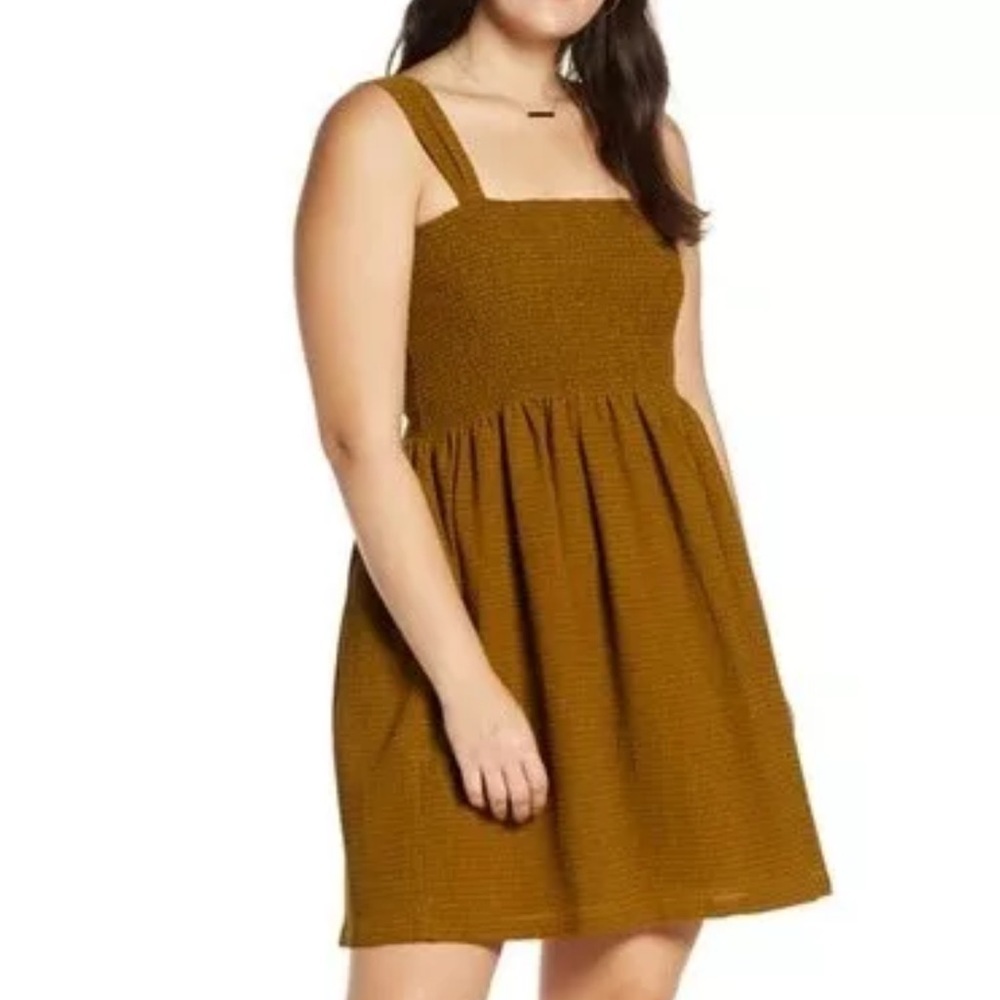 Madewell Olive Smocked Mini Dress - Picture 2 of 11